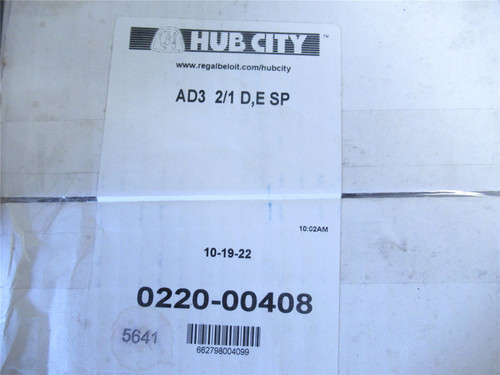 Hub City 0220-00408; GearBox .75" Input/Output 2/1 Ratio AD3