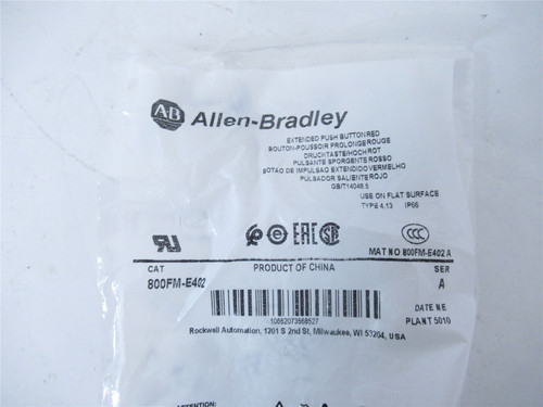 Allen-Bradley 800FM-E402; Pushbutton Momentary 22mm Red Stop