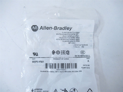 Allen-Bradley 800FM-F301; Pushbutton Momentary  22mm Green Allen-Bradley 800FM-F301; Pushbutton Momentary  22mm Green