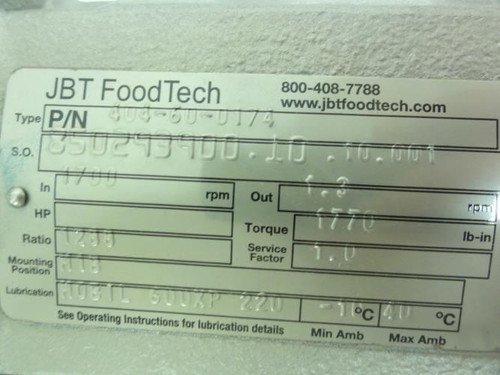 SEW 404-60-0174; Motor Gearbox; 1288 Ratio; 1700RPM