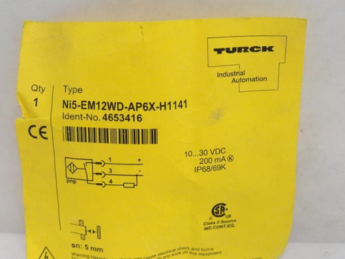 Turck Ni5-EM12WD-AP6X-H1141; Prox Sensor 4653416; NO NUTS