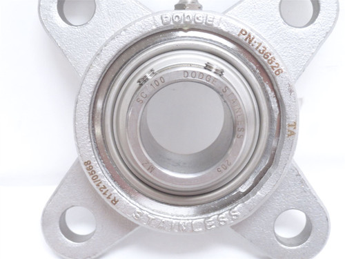Dodge F4B-SCEZ-100-SHSS; Flange Bearing 136826; SS; 4-Bolt