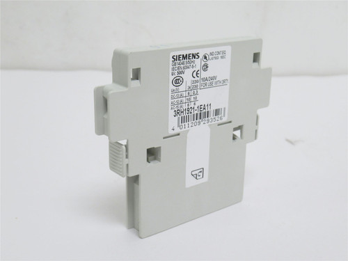Siemens 3RH1921-1EA11; Aux Contact Block 10A 240VAC 1-NO 1-NC Siemens 3RH1921-1EA11; Aux Contact Block 10A 240VAC 1-NO 1-NC