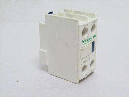 Schneider LADN11; Aux Contact Block; 10a; 600vac; 1-NO; 1-NC Schneider LADN11; Aux Contact Block; 10a; 600vac; 1-NO; 1-NC