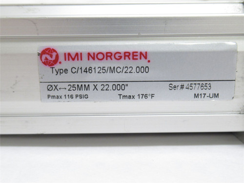 Norgren C-146125-MC-22.000; Lintra Plus Cylinder 25mmID x 22" Stk