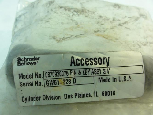 Schrader Bellows 870920075; Pin & Key Assembly; 3/4"