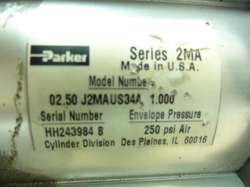 Parker 02.50J2MAUS34A1.000; Air Cylinder; 2.5"ID; 1" Stroke