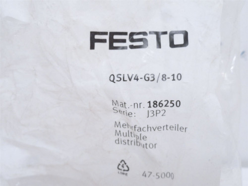 Festo QSLV4-G3/8-10; Multi Distributor 186250; G3/8 x 10mm
