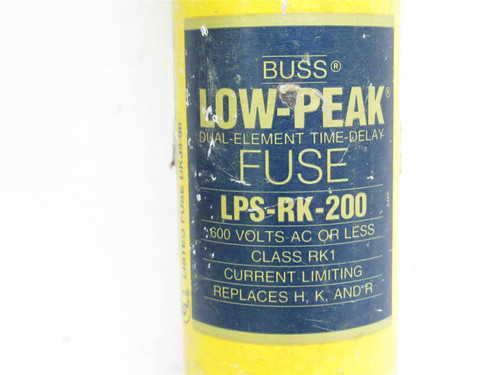 Bussmann LPS-RK-200; Time Delay Fuse; 200A; 600VAC/300VDC