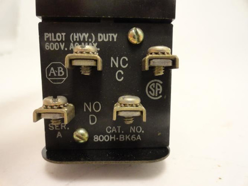 Allen-Bradley 800H-BK6A; Pushbutton Swith 600VAC