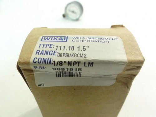 Wika 9691915; GAUGE - TYPE 111.10 - 30 PSI - SIZE 1.5"