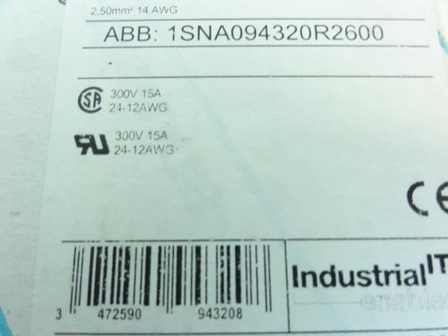 ABB 1SNA094320R2600; Terminal Block; 15A; 300V