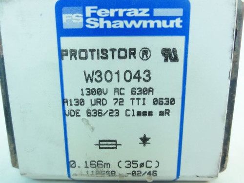 Ferraz W301043; Protistor Fuse; 630A; 1300VAC