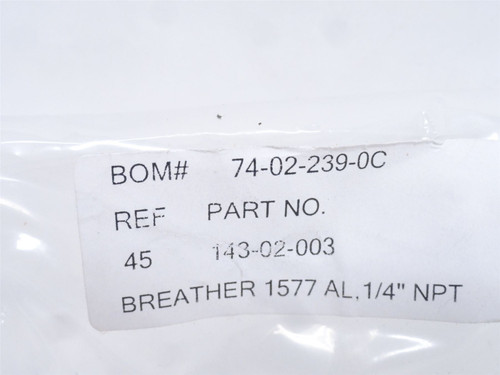 BOM 143-02-003; Breather Cap 1/4NPT; W/Sight Glass; 1/2NPT