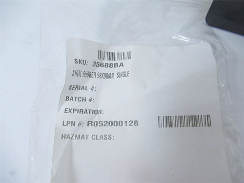 MFG R05200128; Lot-2 ANVIL RUBBER 35688BA 4"x4"
