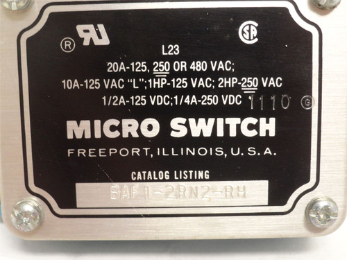 Micro-Switch BAF1-2RN2-RH; Top Roller Arm Limit Switch; 21 Amp