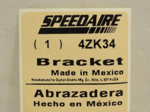 Speedaire 4ZK34; In-Line Filter Mounting Bracket; W/Screws