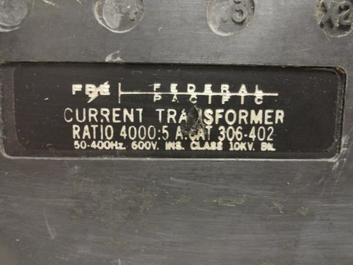 Federal Pacific 306-402; Current Transformer; 4000:5 Ratio