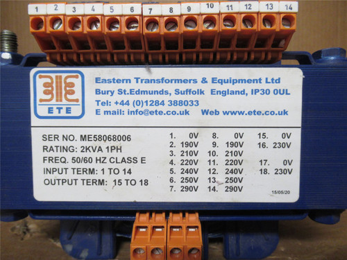 Eastern Transformer ME58068006; Transformer; 2kVA; 230-290VAC