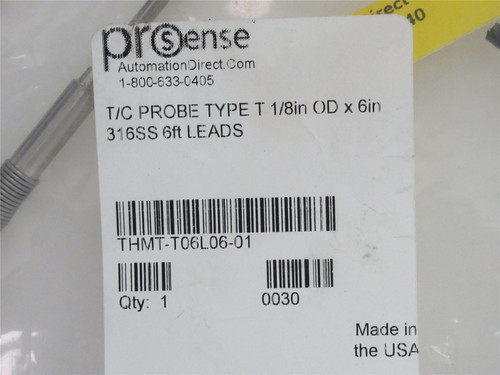 Prosense THMT-T06L06-01; Temp Sensor;1/8" Probe OD 6'ft Leads