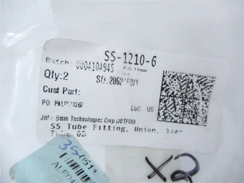Swagelok SS-1210-6; SS Tube Fitting Union 3/4"