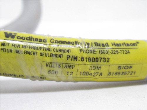 Woodhead 81900732; Servo Cable; 12A; 600VAC; 4-Pin; 14AWG