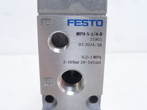 Festo MFH-5-1/4-B; Solenoid Valve 15901; 28-145PSI; G1/4 Port