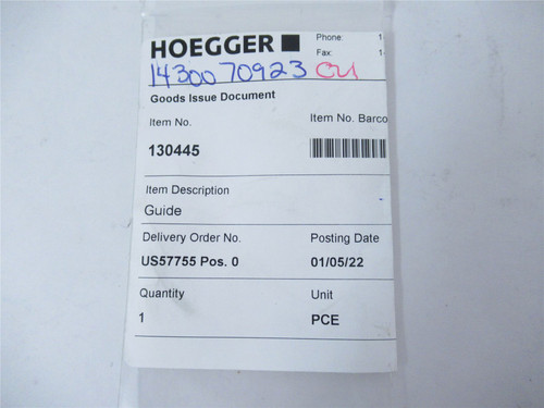 Hoegger 130445; Ring Guide 60mm ID 64mm OD