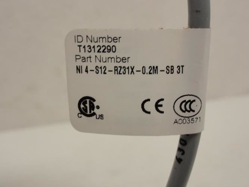 Turck NI 4-S12-RZ31X-0.2M-SB 3T; Prox Sensor NO NUTS