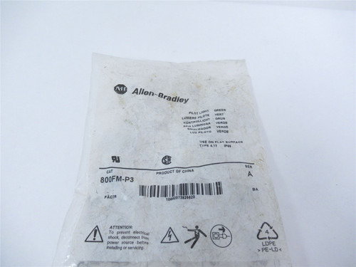 Allen-Bradley 800FM-P3; Pilot Light Switch -  Green