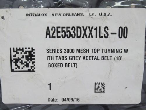 Intralox A2E553DXX1LS-00; Series 3000 Mesh Top Turning Belt