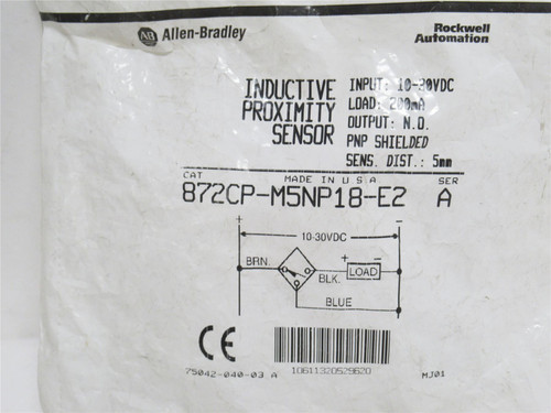 Allen-Bradley 872CP-M5NP18-E2; Prox Sensor; 10-30VDC; 1-NO