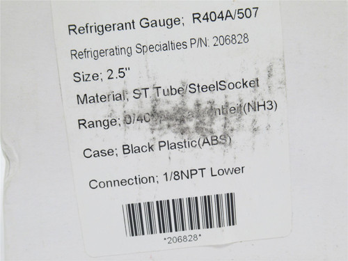 Parker 206828; Refrigerant Gauge; 0-400PSI; 2-1/2" Dial
