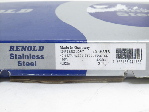 Renold 40A1SSX10FT; Drive Chain #40; SS; Single Strand; 10' L