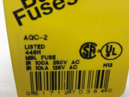 Bussmann AGC-2; Lot-6; Fuse; 2A