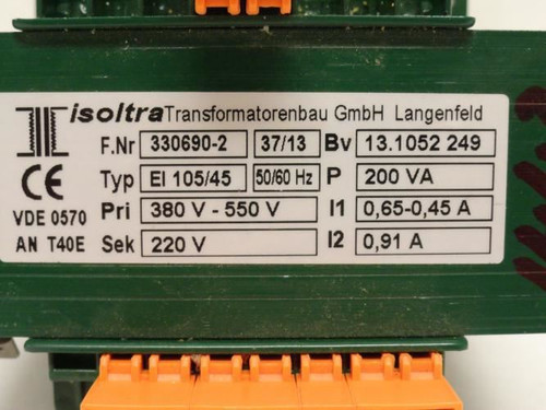 Isoltra 330690-2-37/13; Brake Transformer 200vA; 380-550V