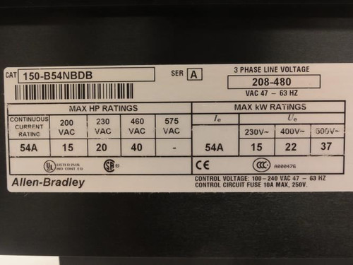 Allen-Bradley 150-B54NBDB; Smart Motor Controller; 208-480VAC