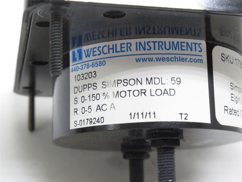 Weschler 103203; Motor Load Gauge; 0-150% Motor Load