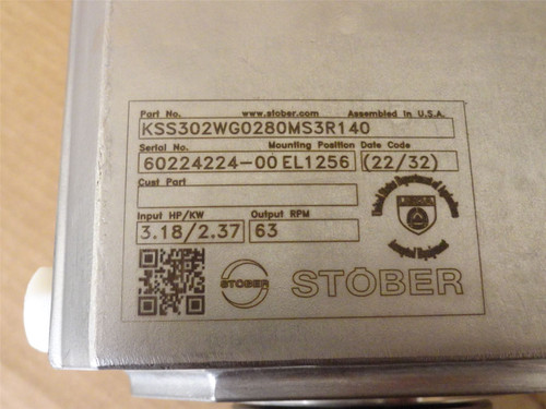 Stober KSS302WG0280MS3R140; Gear Reducer; SS; 28:1 Ratio