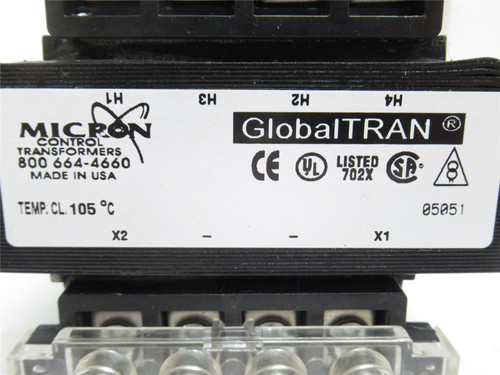 Micron B075-2012-GA; Transformer; 75VA; 3.13 Amps; Primary 240x480V