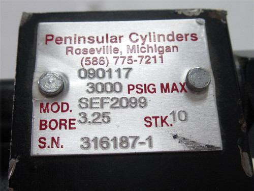 Peninsular Cylinders SEF2099; Hydraulic Cylinder 3.25"Bx10"S