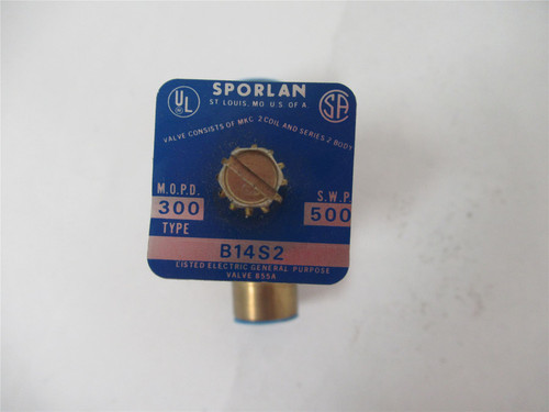 Sporlan B14S2; Solenoid Valve 5/8”ODFSolderConnections 24V DC