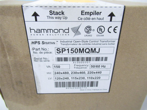Hammond SP150MQMJ; Transformer 150VA Secondary: 120 / 240V