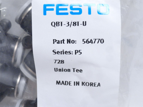 Festo QBT-3/8T-U; Bag-5; Tee Connector 564770; 3/8"PTC