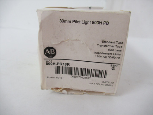 Allen-Bradley 800H-PR16R; Pilot Light 30mm 120VAC