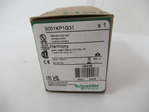 Schneider 9001KP1G31; Green Pilot Light 30mm 120VAC