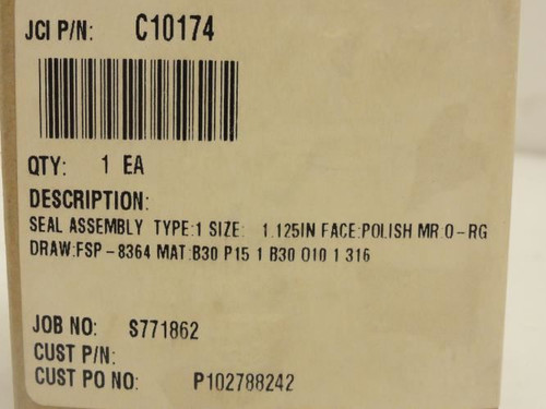 John Crane C10174; Mechanical Seal Assembly; Size: 1.125"