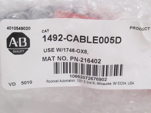 Allen-Bradley 1492-CABLE005D; Pre-Wired Cable 216402; 1/2m Long
