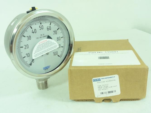 Wika 9833417; Pressure Gauge; 0-100PSI; 1/4"NPT