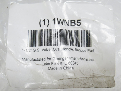 Industry-Std 1WNB5; Ball Valve; SS-316; 1-1/2NPT; Inline